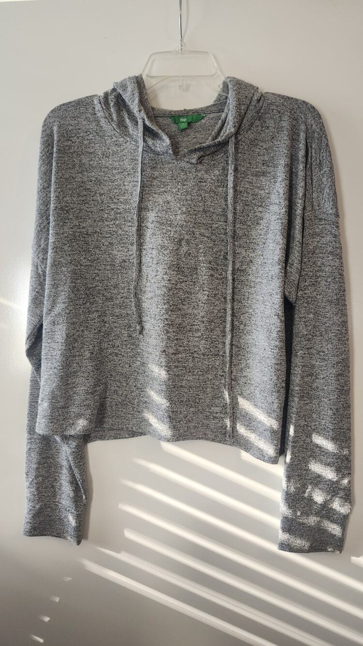 Dip Women's Lightweight Cropped Hoodie Pullover Soft Heather Gray Size XL #310